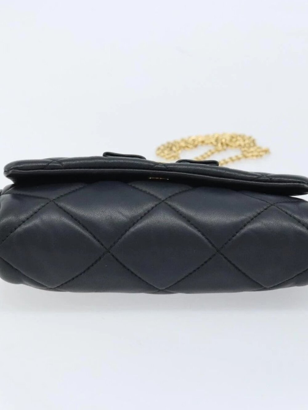 Salvatore Ferragamo Vala Chain Shoulder Bag Leather Black Gold Auth ARZ421A - Picture 7 of 16